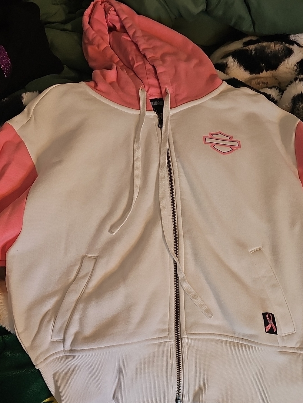 Harley-Davidson White & Pink Women's Hoodie Size M